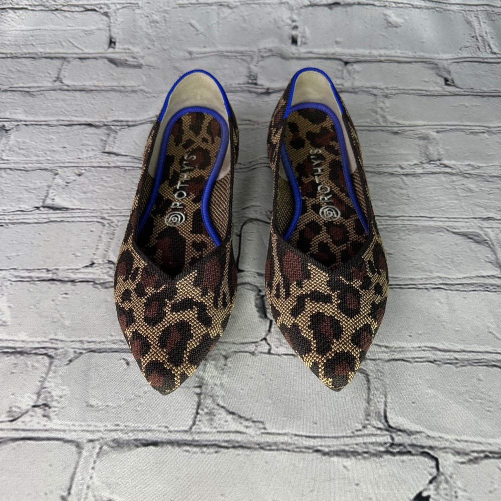 Rothy’s The Point Ballet Flat Big Cat Leopard Print Size 9.5